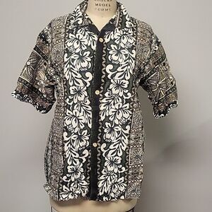 GOOD VIBES TROPICAL PRINT SHORT SLEEVE BUTTONED CASUAL SHIRT SZ XL